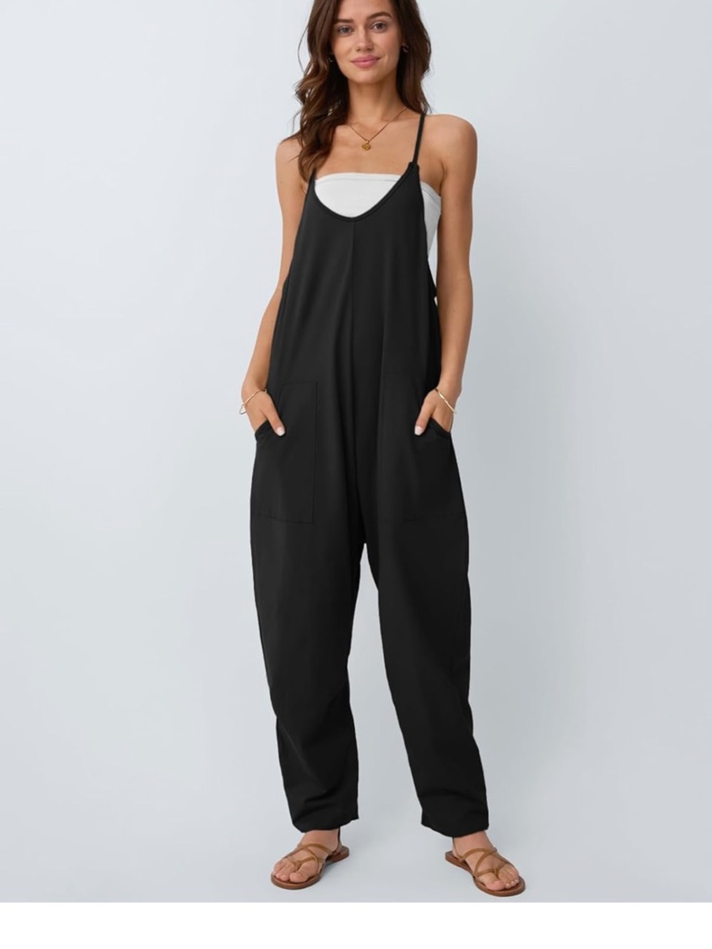 Relaxed Black Women's Jumpsuit with Pockets